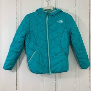 The North Face Girls Reversible Perrito Jacket | Size Girls Medium | Teal